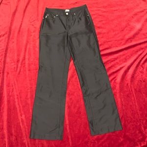 Gianfranco Ferre Jeans Vintage 90s Black Shiny Linen Blend Straight Pants Sz 2